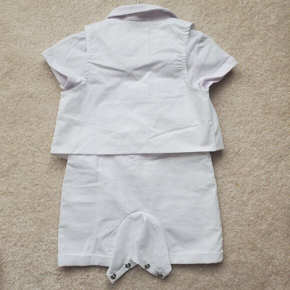 Laurenza's Éden Baptism Christening Off-White Romper Set with Bow-Tie SZ 3-6M - Picture 5 of 14
